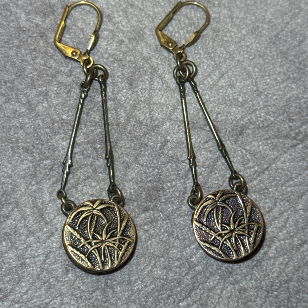 Vintage Bronze Button Earrings